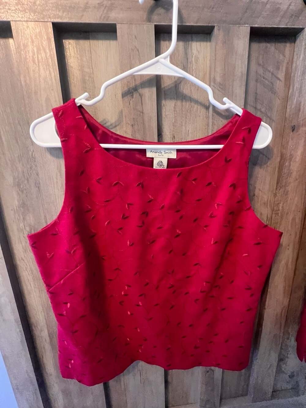 Amanda Smith Suits Vintage 2-Piece Red Wool Skirt Suit Set Size 12
